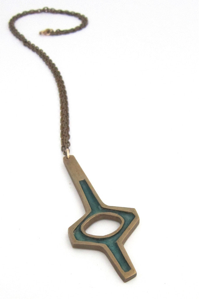 Bernard Chaudron bronze and enamel pendant