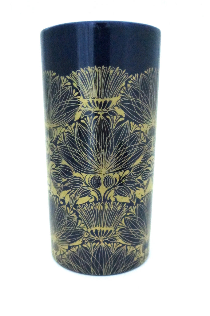 detail Bjorn Wiinblad for Rosenthal Studio Line cobalt blue and gold porcelain vase