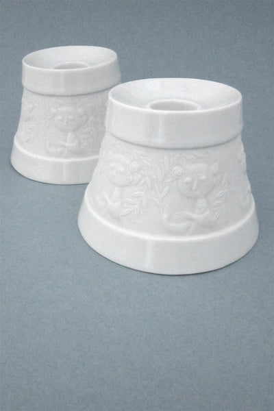 Bjorn Wiinblad for Rosenthal Studio Line porcelain relief candle holders