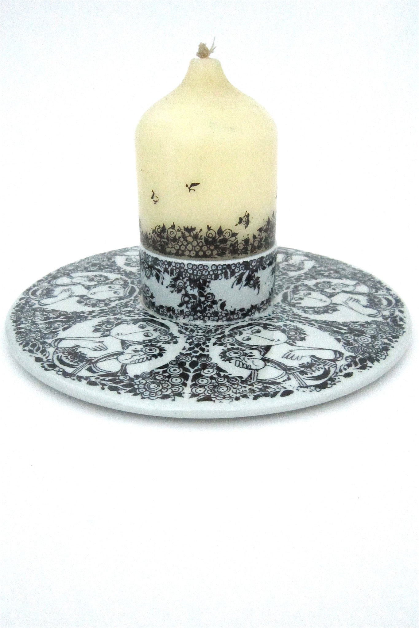 Bjorn Wiinblad for Nymolle Denmark candle plate with original Wiinblad candle