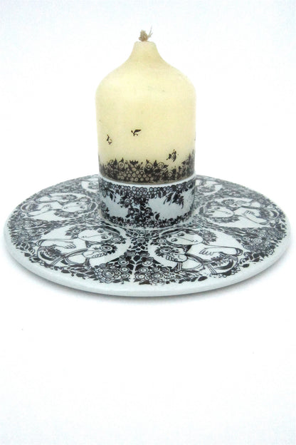 Bjorn Wiinblad for Nymolle Denmark candle plate with original Wiinblad candle