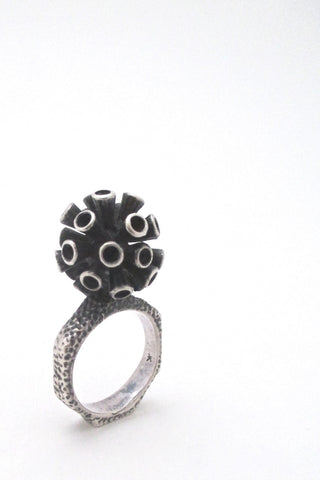 vintage brutalist silver organic sculptural ring mid century design