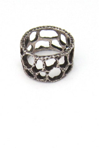 brutalist lace vintage silver ring