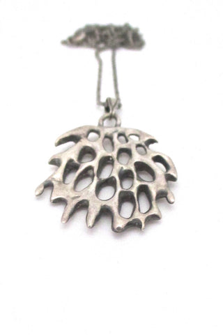 de Passille-Sylvestre rare mid century sterling silver openwork pendant necklace