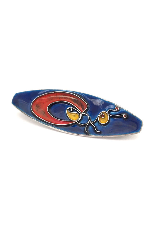 de Passillé-Sylvestre Canada vintage sterling silver enamel hand wrought modernist snail brooch Modernist jewellery design