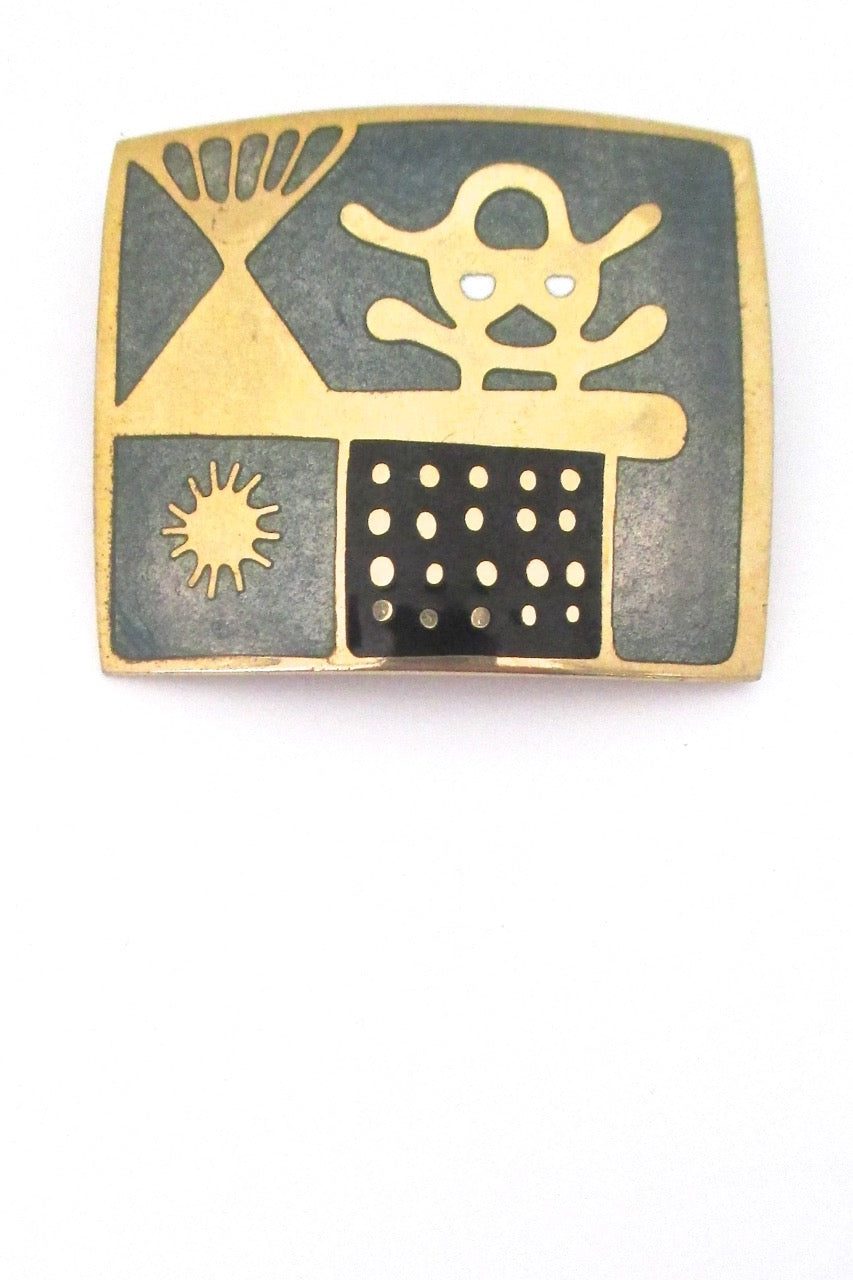 de Passille Sylvestre Canada vintage mid century abstract landscape enamel brooch