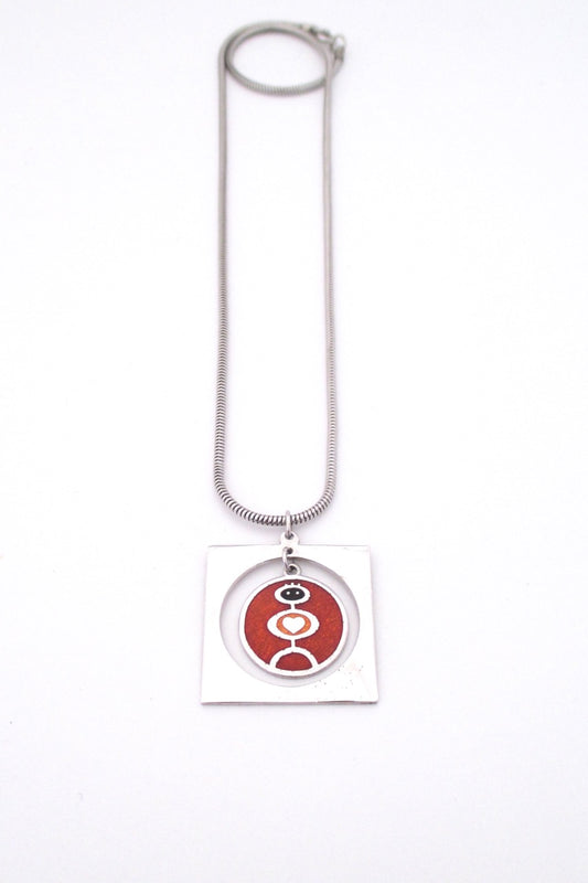 de Passille Sylvestre Canada vintage mid century enamel big heart necklace