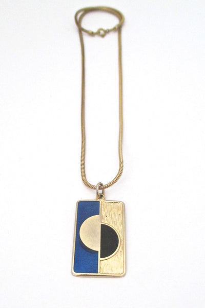 de Passille Sylvestre Canada vintage mid century modern enamel pendant necklace