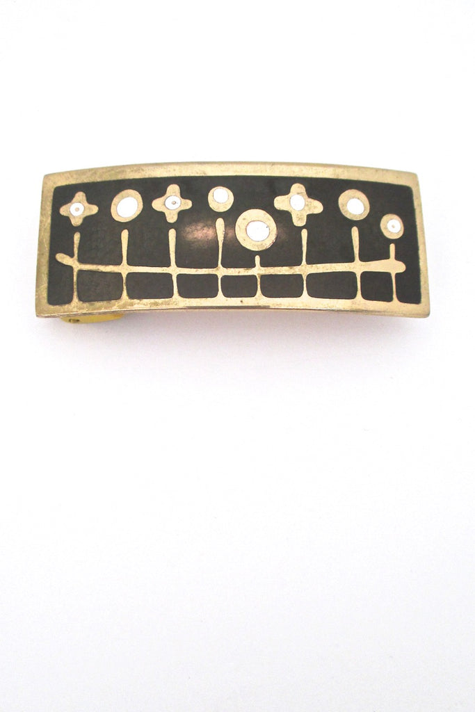 de Passille Sylvestre Canada vintage mid century enamel abstract garden belt buckle