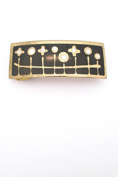 de Passille Sylvestre Canada vintage mid century enamel abstract garden belt buckle