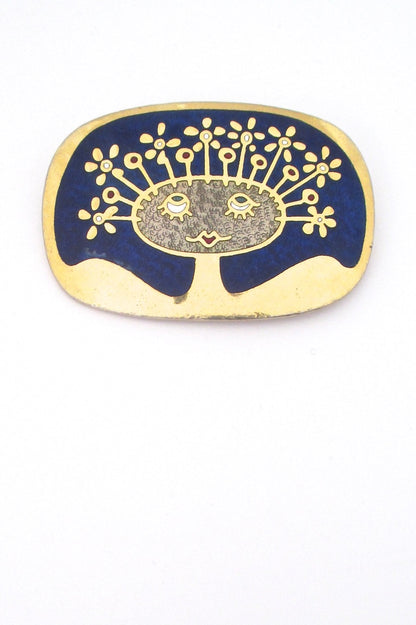 de Passille Sylvestre Canada vintage mid century enamel happy hairdo brooch