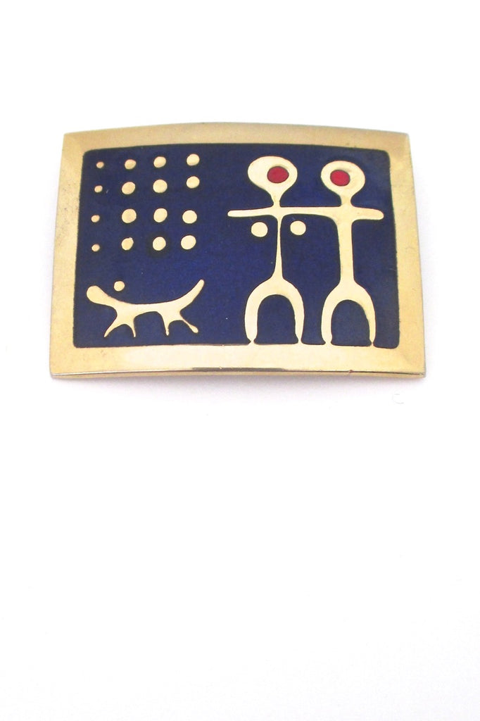 de Passille Sylvestre Canada vintage mid century walk the dog enamel brooch