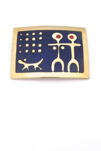 de Passille Sylvestre Canada vintage mid century walk the dog enamel brooch