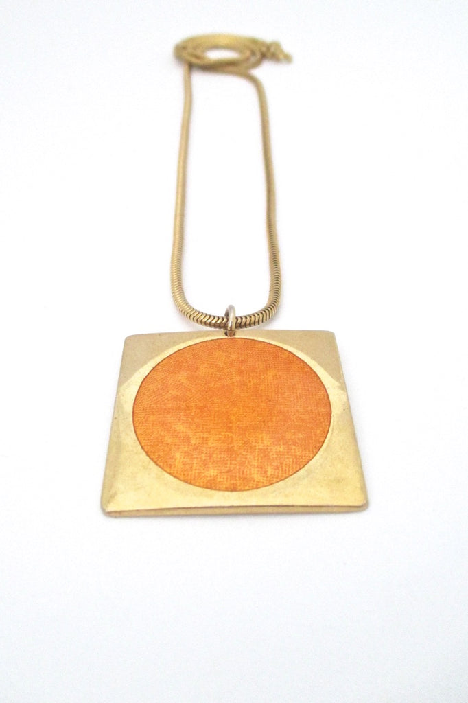 de Passille Sylvestre Canada vintage mid century big orange dot pendant necklace