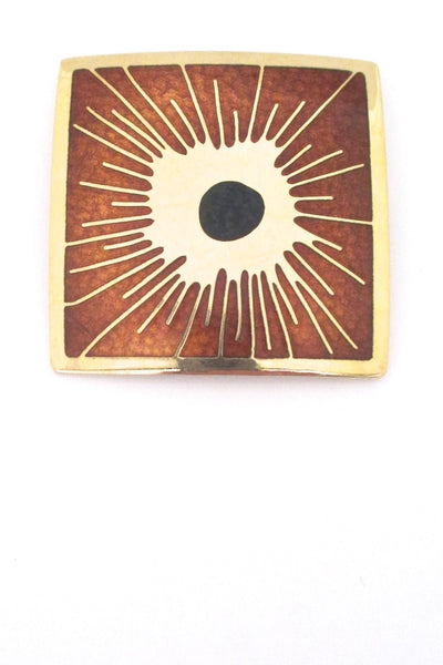 de Passille Sylvestre Canada vintage mid century enamel large orange splash brooch