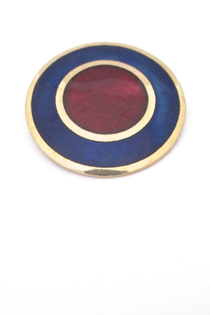 de Passille Sylvestre Canada vintage mid century enamel big red dot brooch
