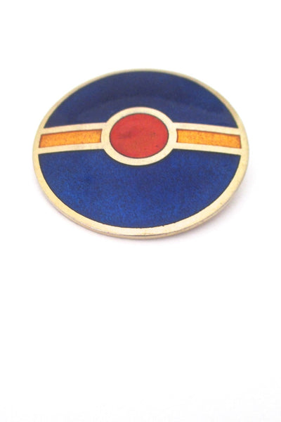 de Passille Sylvestre Canada vintage mid century orange stripe enamel brooch