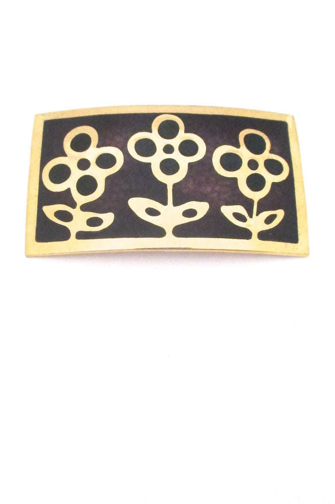 de Passille Sylvestre Canada vintage mid century enamel large three flowers brooch