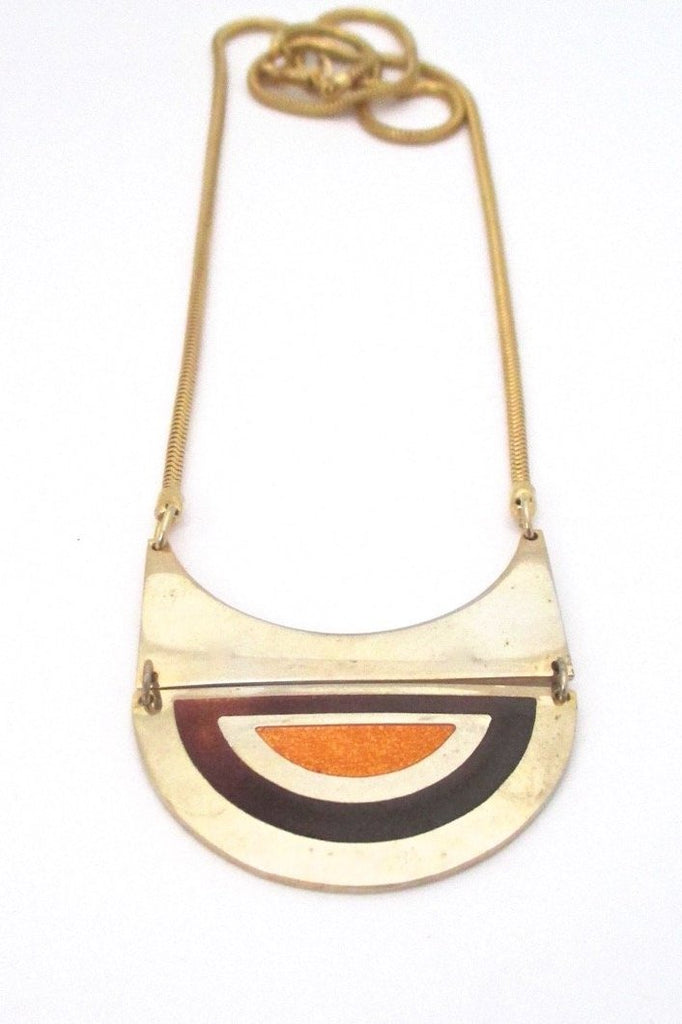de Passille Sylvestre Canada vintage mid century enamel kinetic pendant necklace