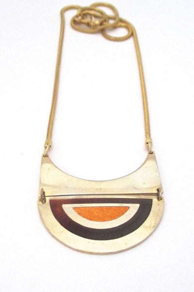 de Passille Sylvestre Canada vintage mid century enamel kinetic pendant necklace
