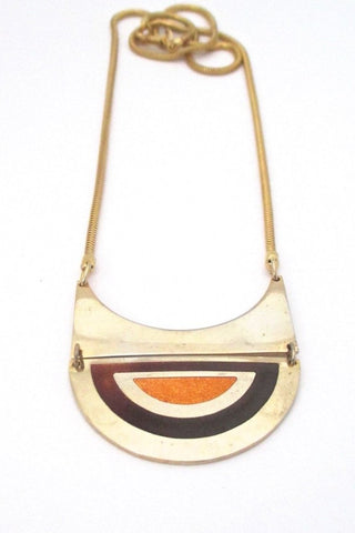 de Passille Sylvestre Canada vintage mid century enamel kinetic pendant necklace