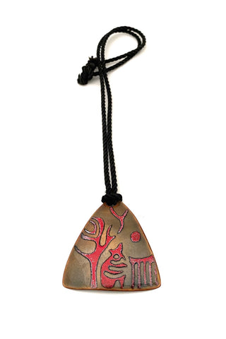 Micheline de Passillé-Sylvestre Canada early vintage hand done copper enamel pendant necklace