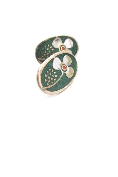 de Passille Sylvestre Canada vintage enamel oval flower earrings