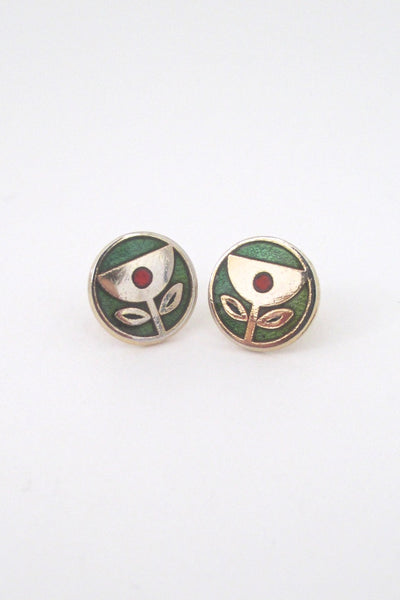 de Passille Sylvestre Canada vintage enamel petite round flower earrings