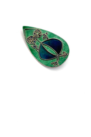 de Passille-Sylvestre Canada vintage sterling silver enamel animal brooch pendant necklace Modernist design