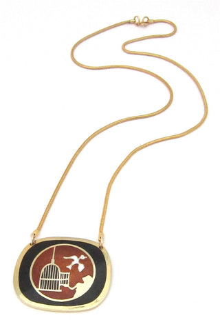 de Passillé-Sylvestre Canada vintage enamel "set it free" necklace