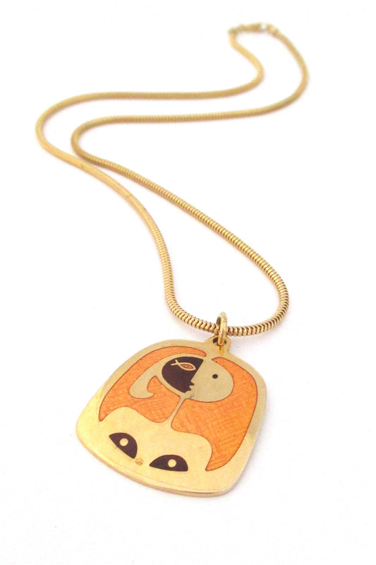de Passille-Sylvestre Canada enamel abstract woman pendant necklace