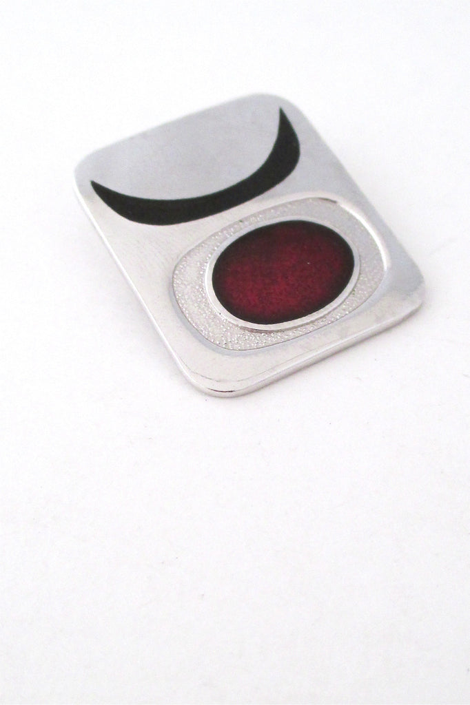 de Passille Sylvestre Canada vintage abstract red sun enamel brooch