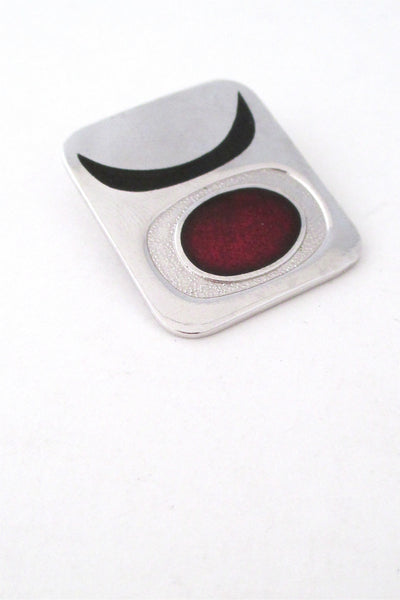 de Passille Sylvestre Canada vintage abstract red sun enamel brooch