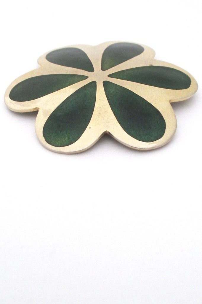 de Passille Sylvestre Canada vintage extra large enamel flower power daisy brooch