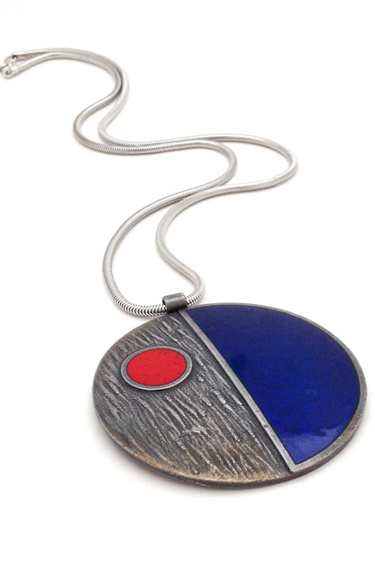 de Passille-Sylvestre Canada large vintage modernist pop art enamel necklace