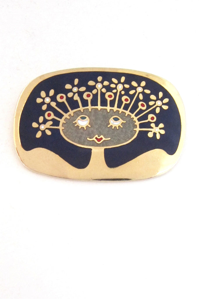 de Passille-Sylvestre Canada vintage enamel spring hairdo brooch