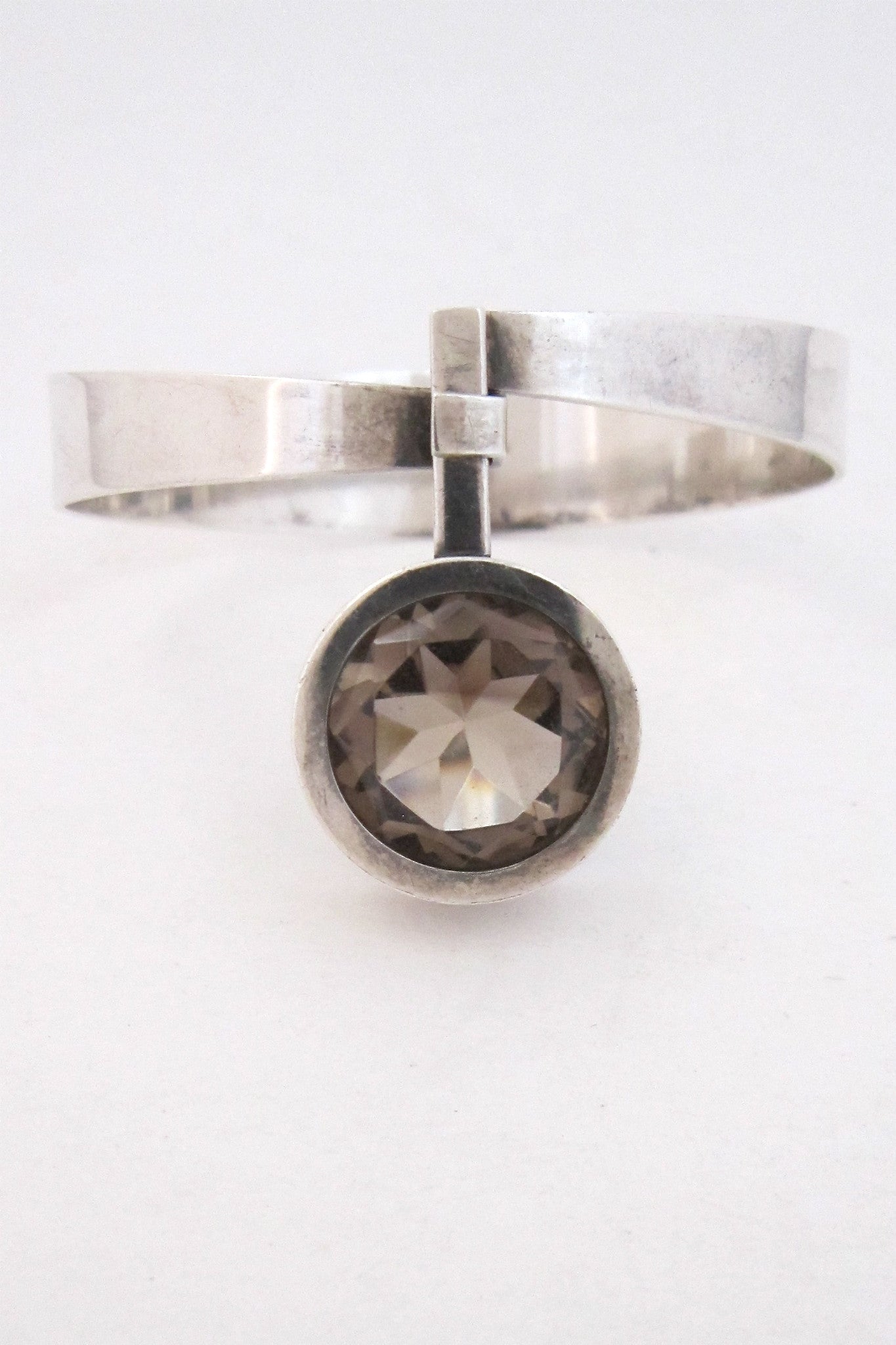 Elis Kauppi for Kupittaan Kulta Finland vintage sterling & smoky quartz bracelet