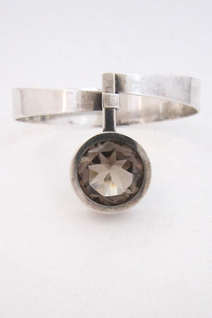 Elis Kauppi for Kupittaan Kulta Finland vintage sterling & smoky quartz bracelet
