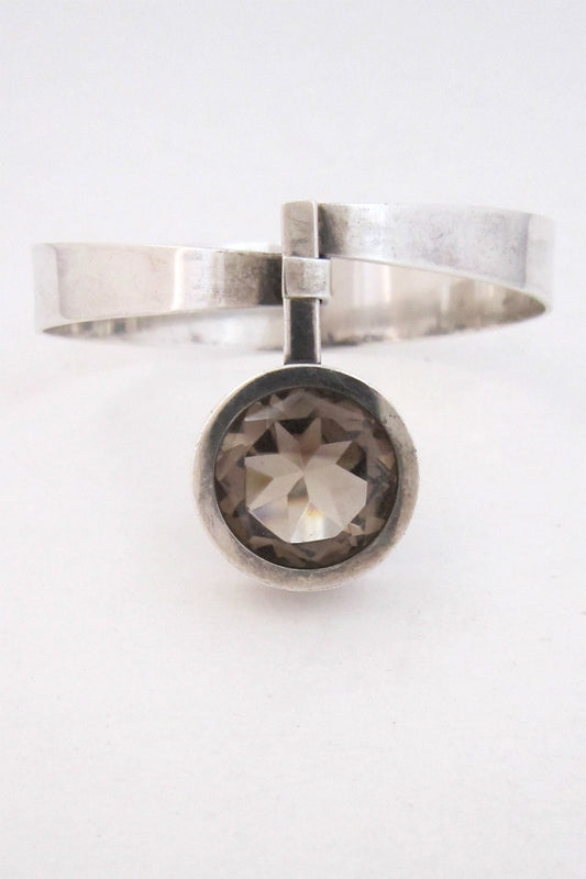 Elis Kauppi for Kupittaan Kulta Finland vintage sterling & smoky quartz bracelet