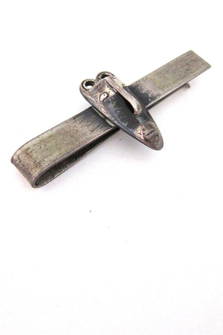 American Modernist Frank Rebajes sterling silver Brazilian mask tie bar