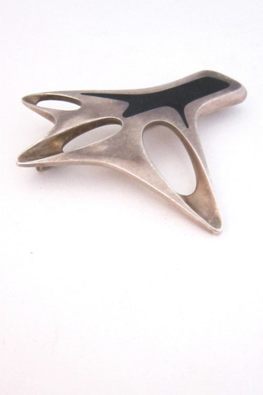 Georg Jensen, Denmark vintage silver & enamel brooch #323 by Henning Koppel