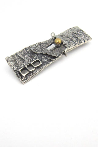 Guy Vidal pewter and bronze windows brooch