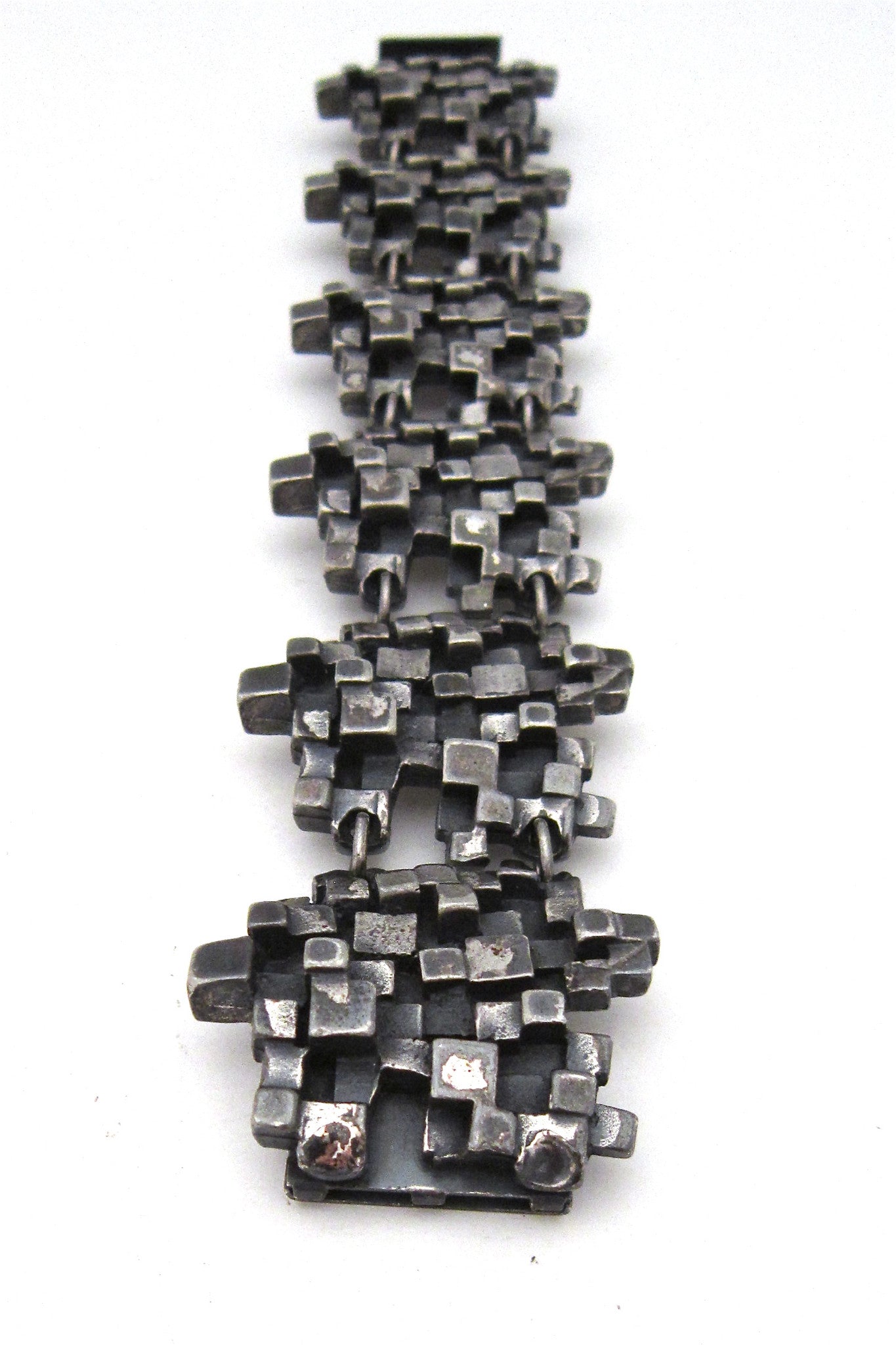 Canadian Modernist Guy Vidal pewter cubes bracelet
