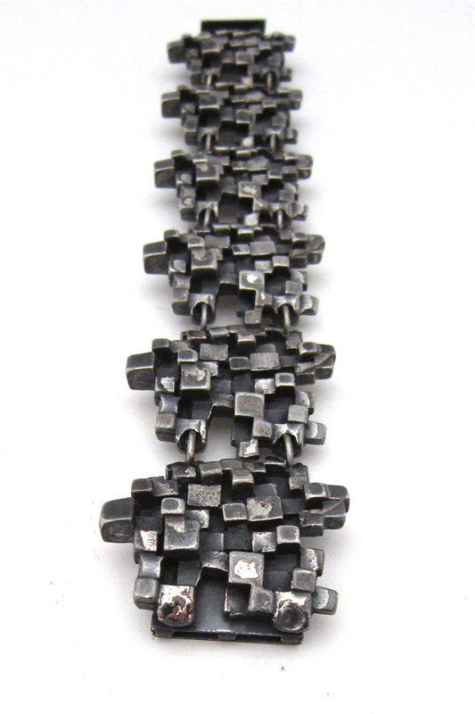 Canadian Modernist Guy Vidal pewter cubes bracelet