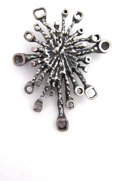 Guy Vidal Canada vintage brutalist pewter fireworks brooch 1970s