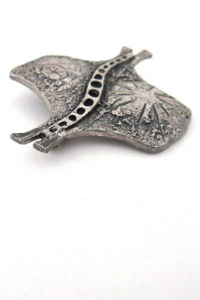 Guy Vidal pewter stingray brooch