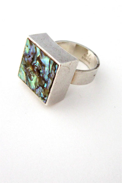 Arne Johansen Denmark large silver and abalone ring