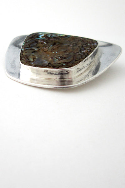Arne Johansen, Denmark silver & abalone brooch