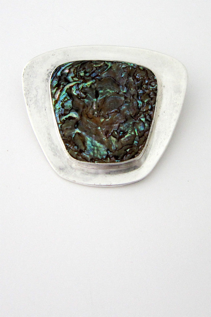 Arne Johansen modernist abalone brooch