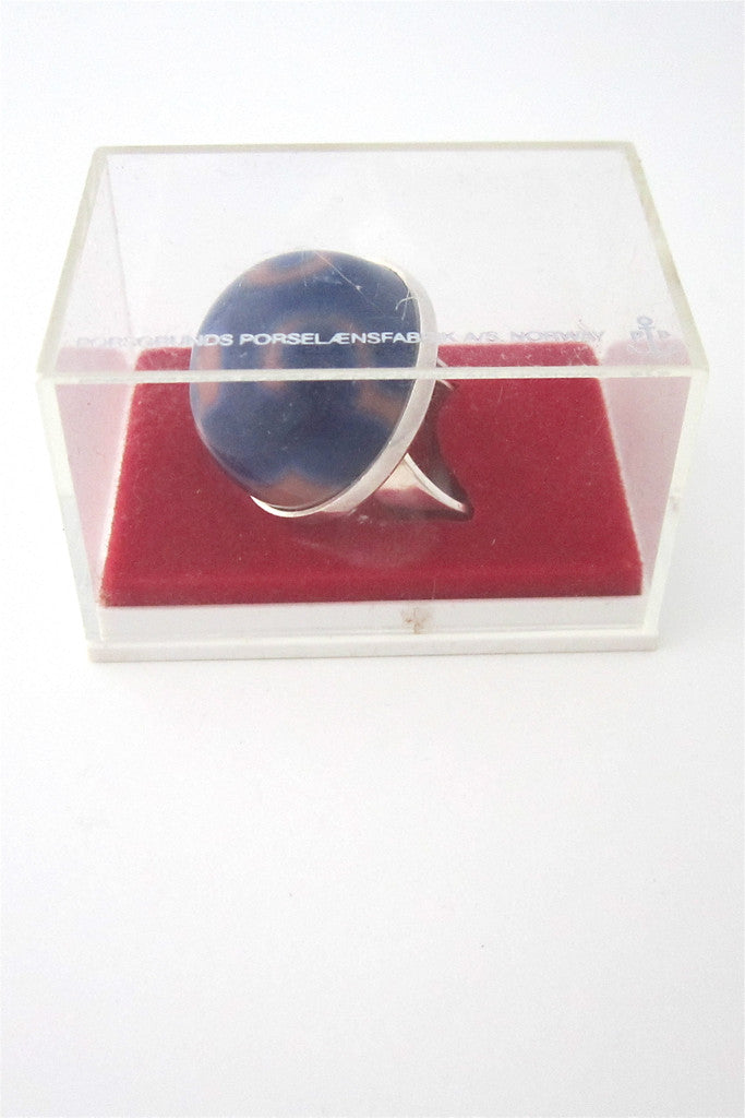 Porsgrund pink & cobalt porcelain ring